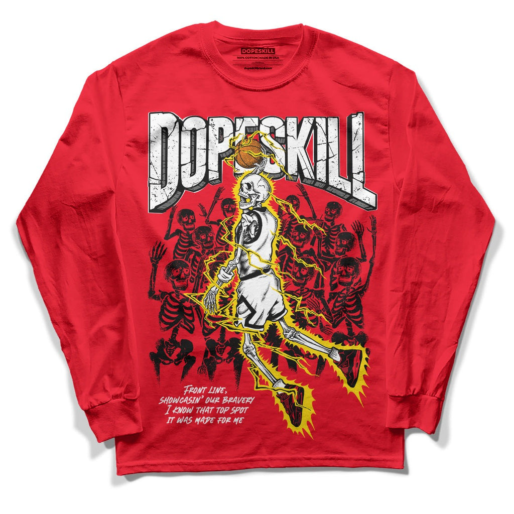 Red Thunder 4s DopeSkill Red Long Sleeve T-Shirt Thunder Dunk Graphic