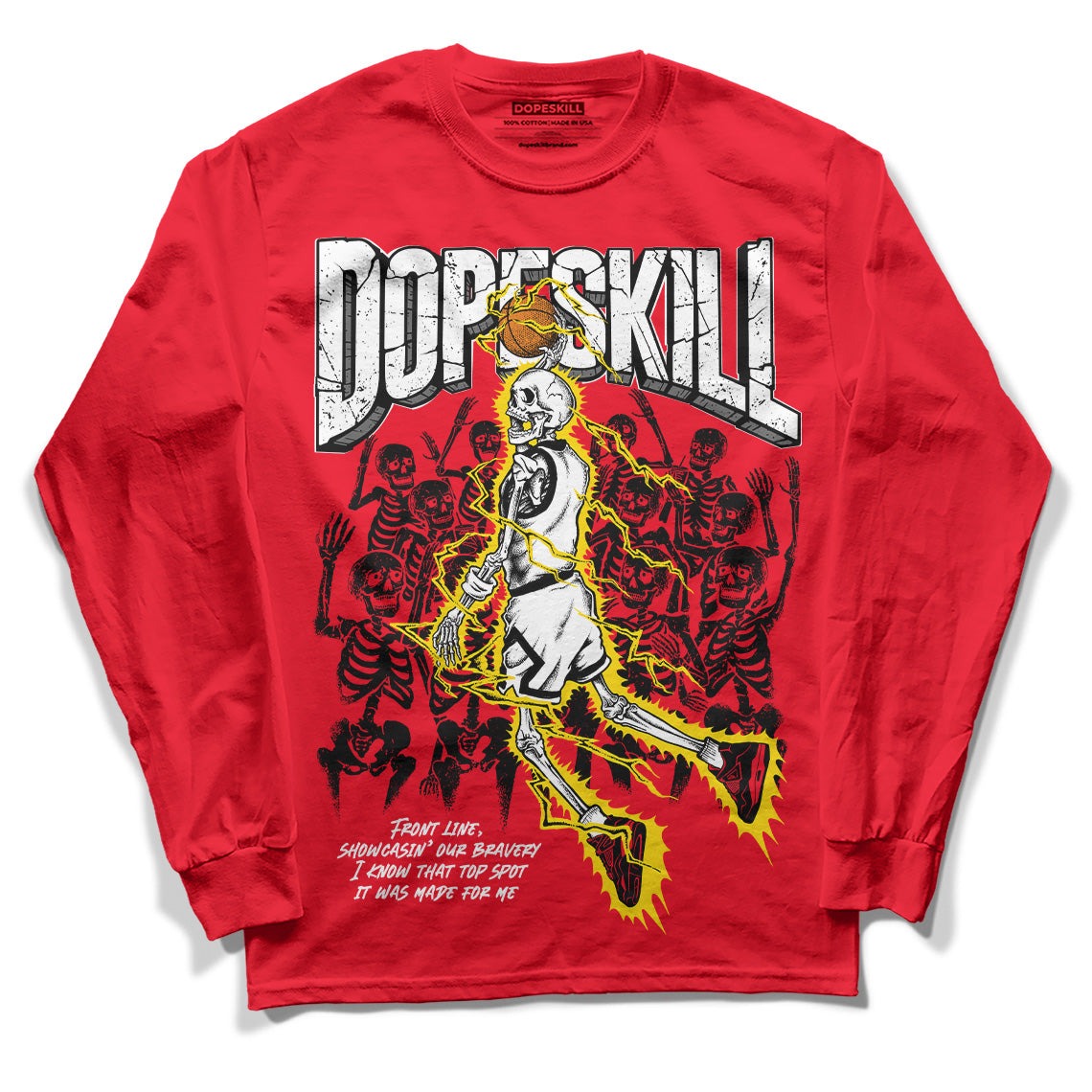 Red Thunder 4s DopeSkill Red Long Sleeve T-Shirt Thunder Dunk Graphic