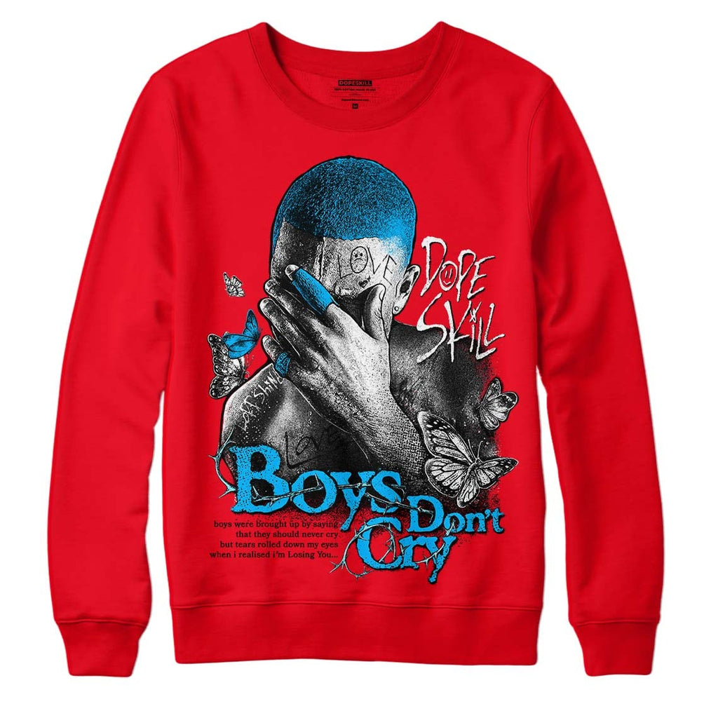 Red Thunder 4s DopeSkill Red Sweatshirt Boys Don't Cry Graphic