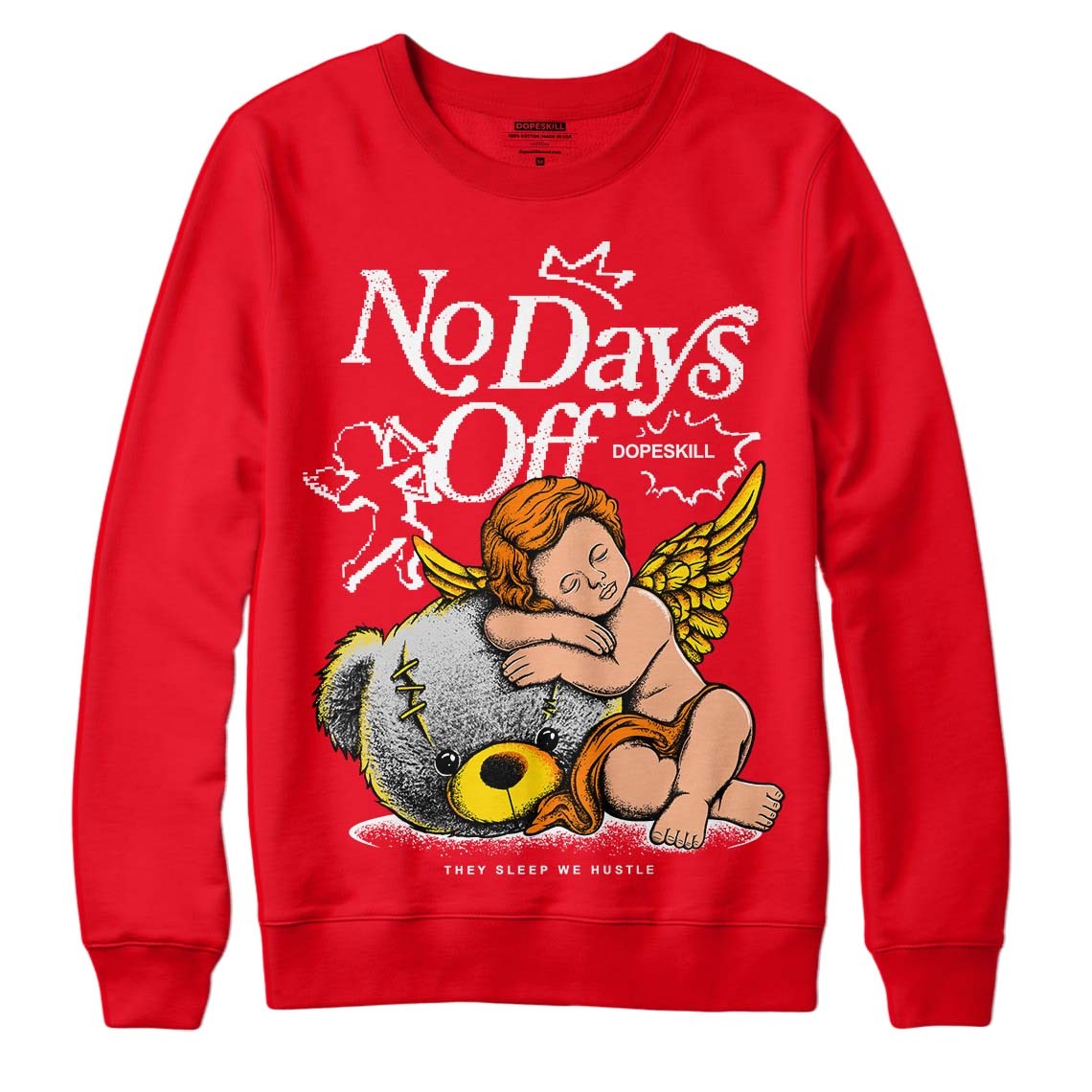 Red Thunder 4s DopeSkill Red Sweatshirt New No Days Off Graphic