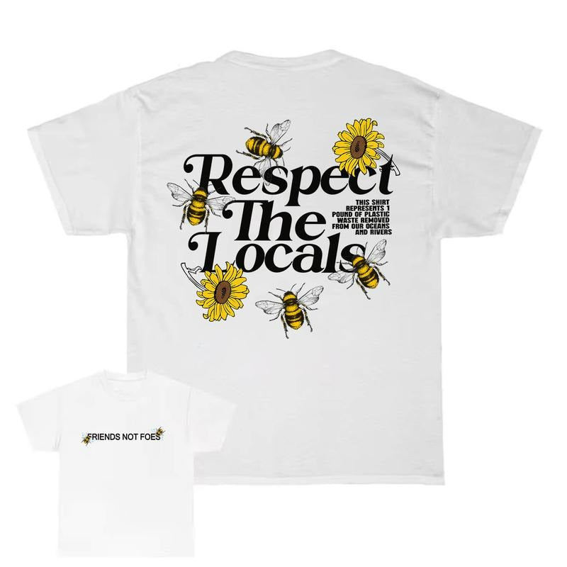Respect Your Local Bees Graphic Tee in a Can T-shirt, Full Color, Unisex T-Shirt style 001
