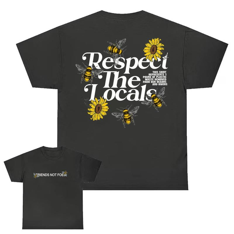 Respect Your Local Bees Graphic Tee in a Can T-shirt, Full Color, Unisex T-Shirt style 001