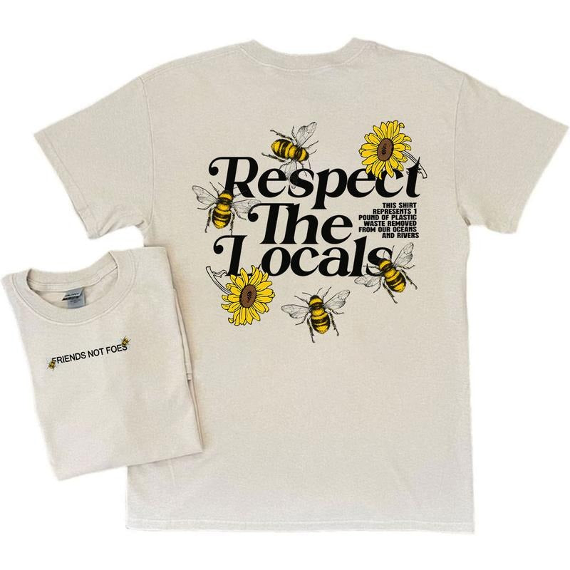 Respect Your Local Bees Graphic Tee in a Can T-shirt, Full Color, Unisex T-Shirt style 001