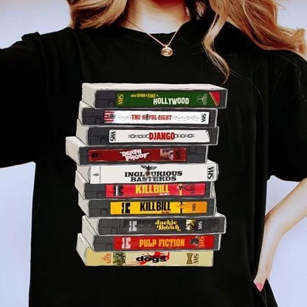Retro 80s Movie Cassettes Old School Shirt | Kill Bill Movie Shirt | DJango Movie | Vintage 80s Movie Shirt
