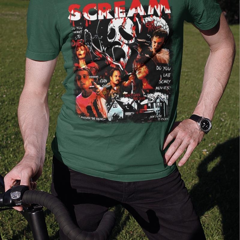 Retro 90s Scream Movie Shirt, Horror Movie Fan T-shirt, Ghostface, Billy Loomis, Stu Macher, Sidney Prescott, Funny Halloween Shirt