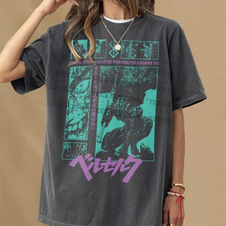 Retro Anime Graphic T-Shirt, Unisex Vintage 90s Manga TV Show Series Tee, Grunge Streetwear Style Anime Shirt Will Make You Go Berserk