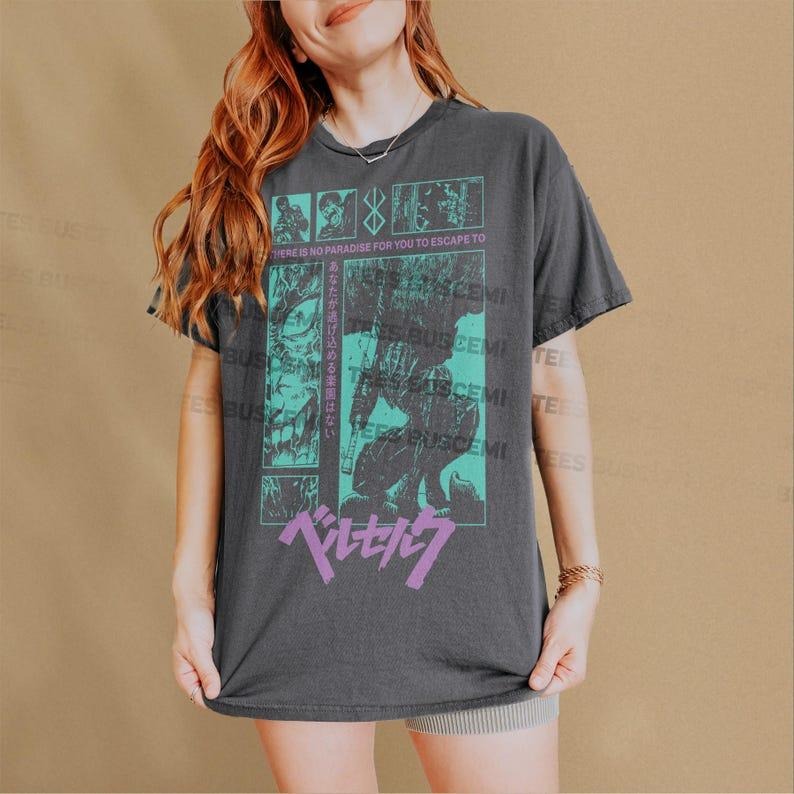 Retro Anime Graphic T-Shirt, Unisex Vintage 90s Manga TV Show Series Tee, Grunge Streetwear Style Anime Shirt Will Make You Go Berserk