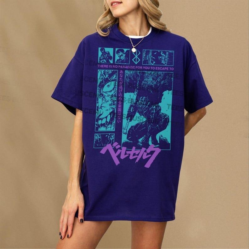 Retro Anime Graphic T-Shirt, Unisex Vintage 90s Manga TV Show Series Tee, Grunge Streetwear Style Anime Shirt Will Make You Go Berserk