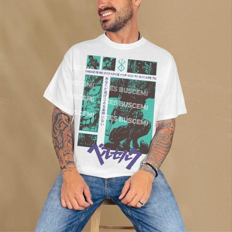 Retro Anime Graphic T-Shirt, Unisex Vintage 90s Manga TV Show Series Tee, Grunge Streetwear Style Anime Shirt Will Make You Go Berserk