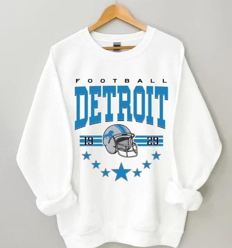 Retro Detroit Football Sweatshirt, Vintage Detroit Football Crewneck, Lions Football Shirt, Detroit Football Hoodie Fan Gifts, football mens shirt, Detroit Womens gift, Vintage Football Cotton Round Neck Shortsleeve Sweatshirt