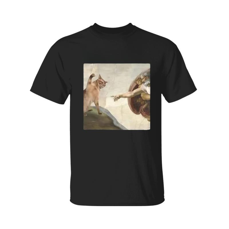 Retro Funny Vintage Graphic Tee, Cat Painting T-Shirt, Unisex Meme Cringe Funny Dumb Shirt, Menswear Womenswear...