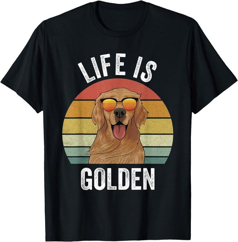 Retro Golden Retriever Funny Dog Unisex T-Shirt Sweatshirt Hoodie Crewneck Casual Shortsleeve Tshirt
