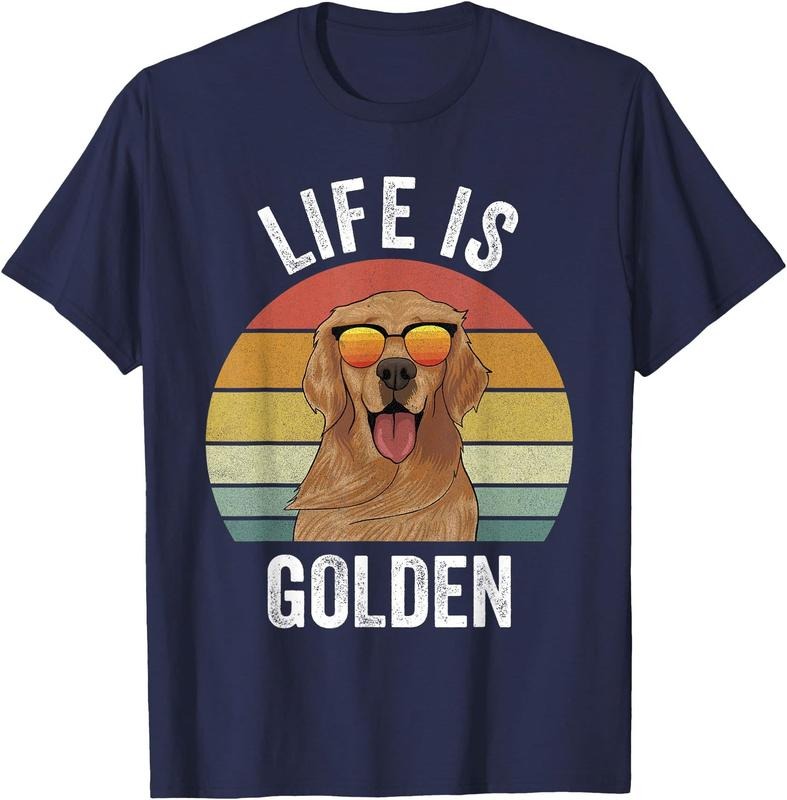 Retro Golden Retriever Funny Dog Unisex T-Shirt Sweatshirt Hoodie Crewneck Casual Shortsleeve Tshirt