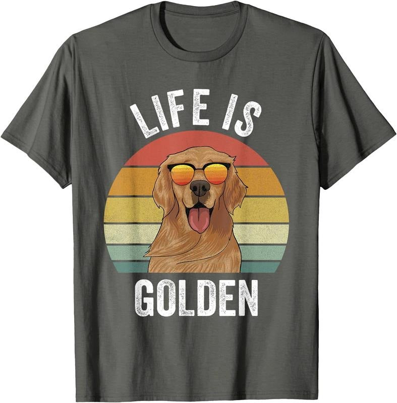 Retro Golden Retriever Funny Dog Unisex T-Shirt Sweatshirt Hoodie Crewneck Casual Shortsleeve Tshirt