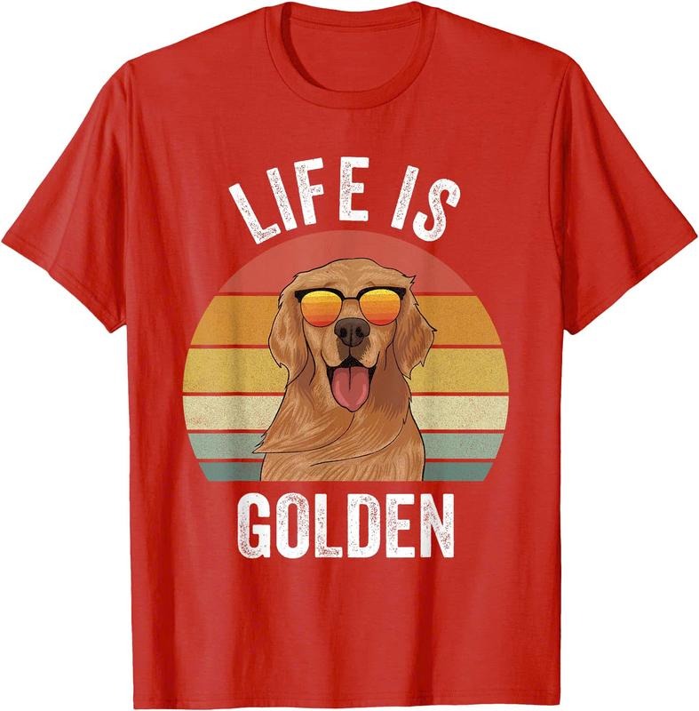 Retro Golden Retriever Funny Dog Unisex T-Shirt Sweatshirt Hoodie Crewneck Casual Shortsleeve Tshirt