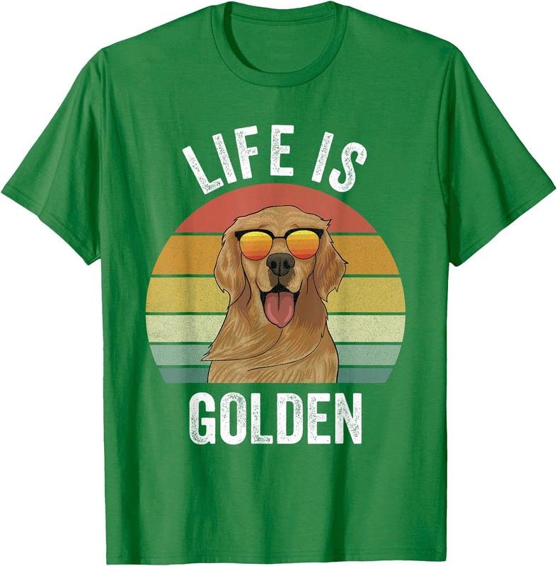 Retro Golden Retriever Funny Dog Unisex T-Shirt Sweatshirt Hoodie Crewneck Casual Shortsleeve Tshirt