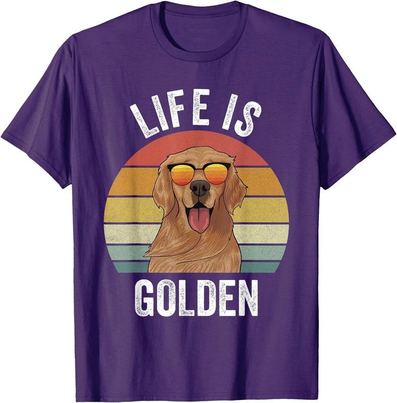 Retro Golden Retriever Funny Dog Unisex T-Shirt Sweatshirt Hoodie Crewneck Casual Shortsleeve Tshirt