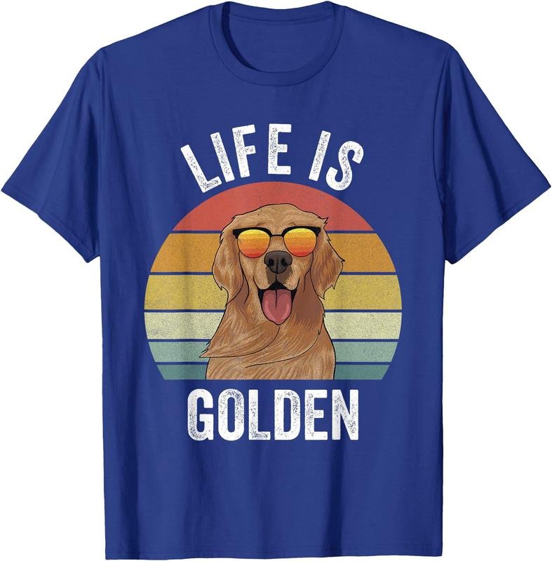 Retro Golden Retriever Funny Dog Unisex T-Shirt Sweatshirt Hoodie Crewneck Casual Shortsleeve Tshirt