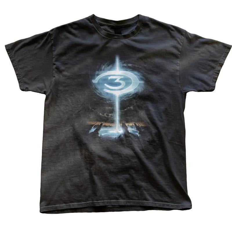 Retro Halo 3 logo tee, black tshirt Vintage Gaming Shirt Y2k promotional tee, Fashion Cotton, Full Colors, Full Sizes
