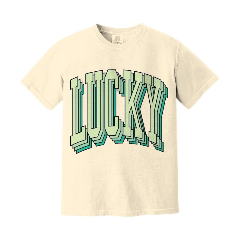 Retro Lucky Shirt Vintage Tshirt, St Patricks Day T-shirt, Lucky Shirt, Oversized Shirts, St Pattys Lucky Shirt Casual Top