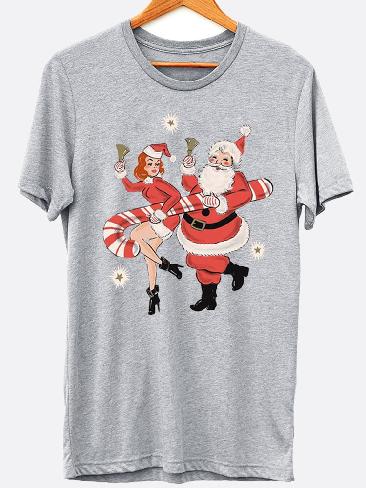Retro Santa And Elf Graphic Tee