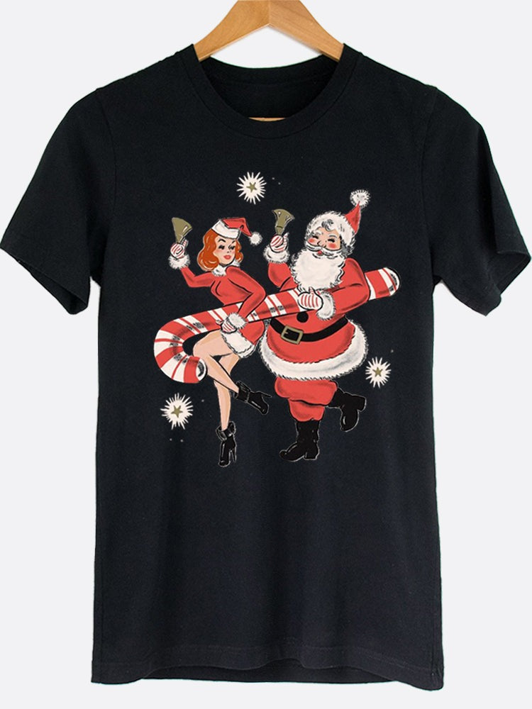 Retro Santa And Elf Graphic Tee