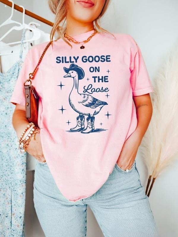 Retro Silly Goose Tshirt, Silly Goose On The Loose, Funny Cowgirl Shirt, Funny Western Tee, Funny Graphic Tee, 90s Aesthetic Shirt Top Womenswear