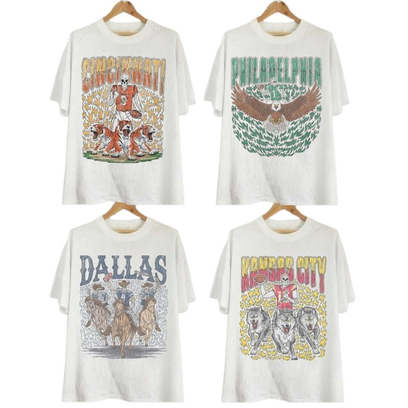 Retro Skeleton All Teams Football T-shirt, Gildan 5000 Unisex Crewneck Sport Classic T-Shirt All Teams Football, Menswear Soft Tee, Green Bay, Dallas, Pittsburgh, Las Vegas, New England, Philadelphia, Seattle, San Francisco, Kansas City VNS