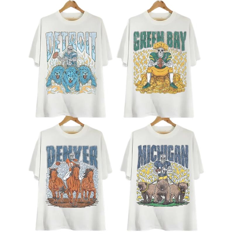 Retro Skeleton All Teams Football T-shirt, Gildan 5000 Unisex Crewneck Sport Classic T-Shirt All Teams Football, Menswear Soft Tee, Green Bay, Dallas, Pittsburgh, Las Vegas, New England, Philadelphia, Seattle, San Francisco, Kansas City VNS