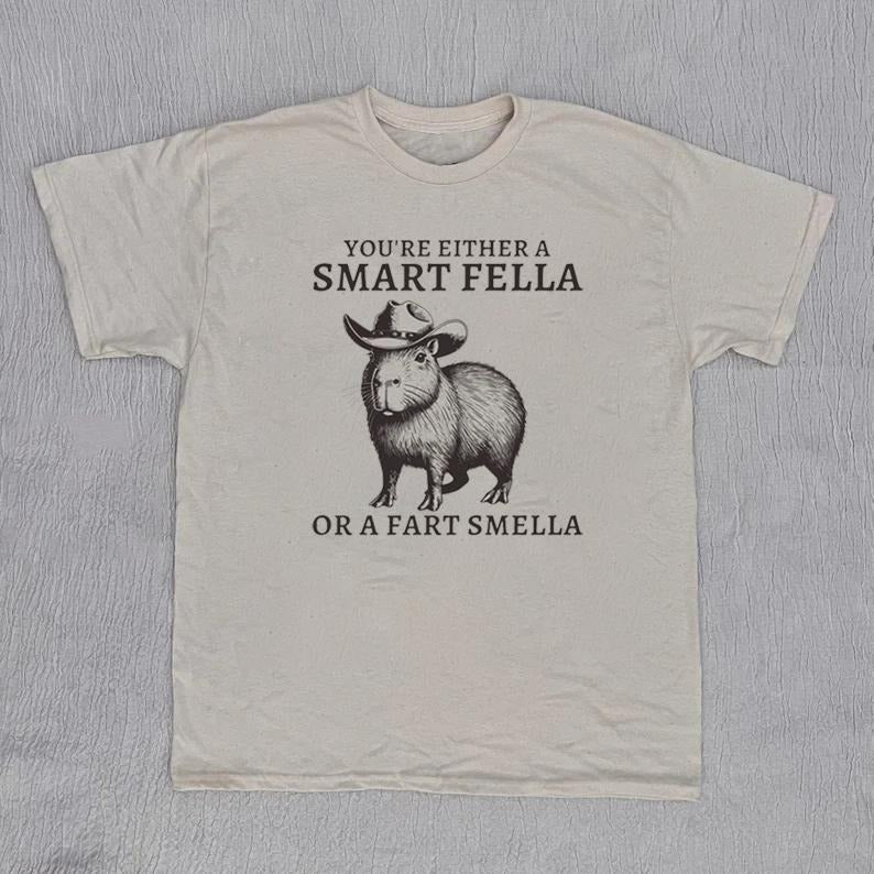 Retro Smart Fella Capybara 90s T-Shirt, Funny Capybara Vintage T-shirt, Vintage 90s Shirt, Vintage Distressed Tee, Funny Gift