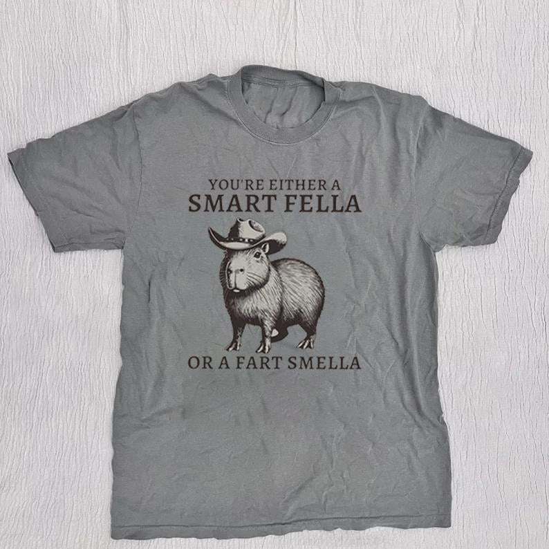 Retro Smart Fella Capybara 90s T-Shirt, Funny Capybara Vintage T-shirt, Vintage 90s Shirt, Vintage Distressed Tee, Funny Gift