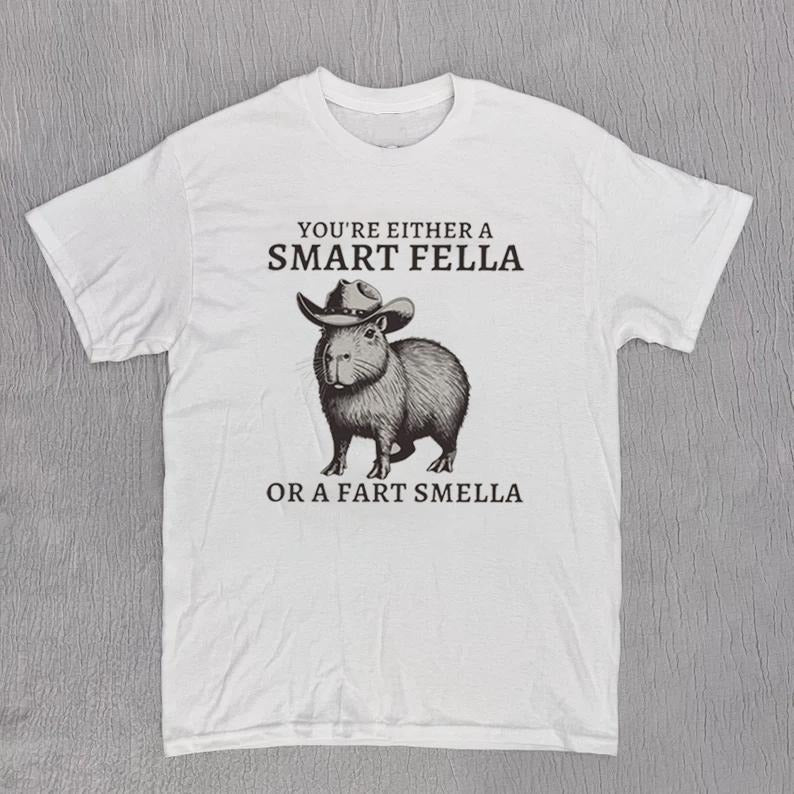 Retro Smart Fella Capybara 90s T-Shirt, Funny Capybara Vintage T-shirt, Vintage 90s Shirt, Vintage Distressed Tee, Funny Gift
