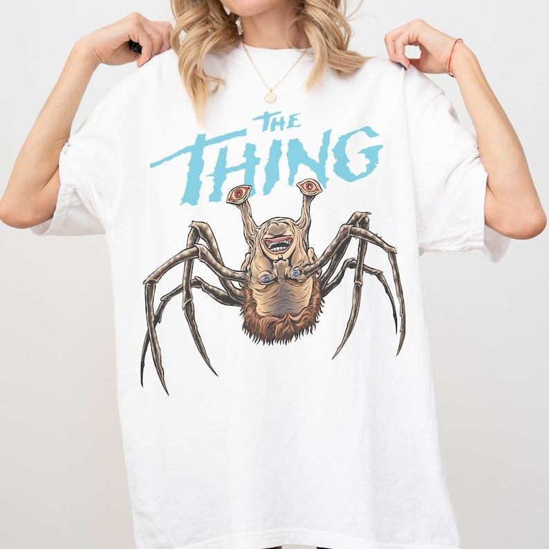 Retro The Thing Horror Movie T-Shirt, Vintage Garment-Dyed Movie Memorabilia, John Carpenter's The Thing Monster Graphic Shirt