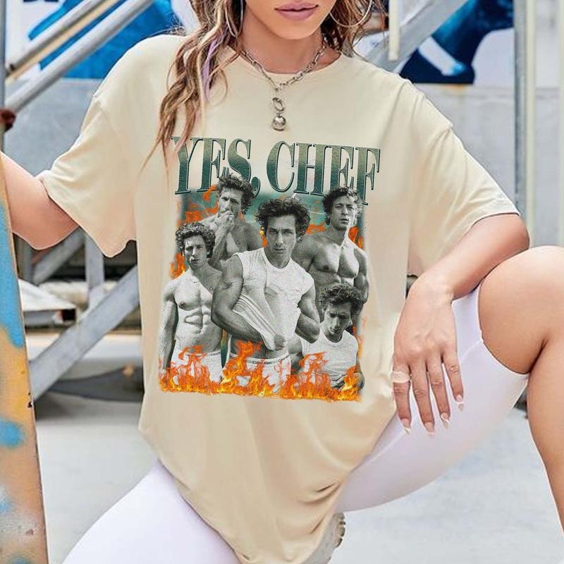 Retro Yes Chef Jeremy Allen White, The Bear, Yes Chef Fire T-Shirt Sweatshirt Hoodie Unisex Casual Fit style 001