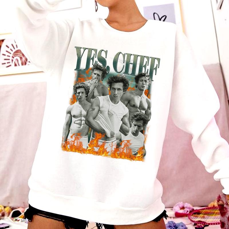 Retro Yes Chef Jeremy Allen White, The Bear, Yes Chef Fire T-Shirt Sweatshirt Hoodie Unisex Casual Fit style 001