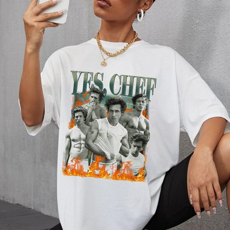 Retro Yes Chef Jeremy Allen White, The Bear, Yes Chef Fire T-Shirt Sweatshirt Hoodie Unisex Casual Fit style 001