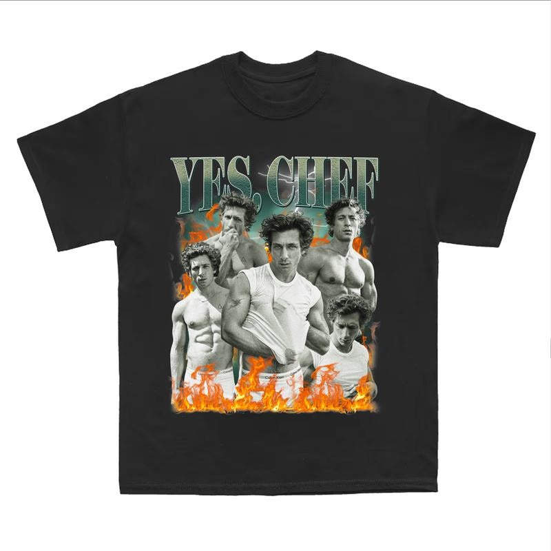 Retro Yes Chef Jeremy Allen White, The Bear, Yes Chef Fire T-Shirt Sweatshirt Hoodie Unisex Casual Fit style 001