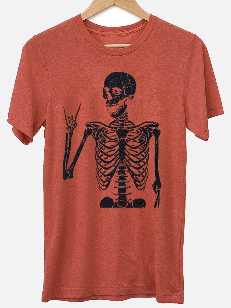 Rock Sign Skeleton Graphic Tee