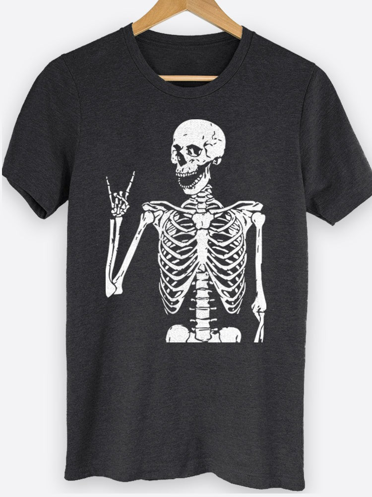 Rock Sign Skeleton Graphic Tee