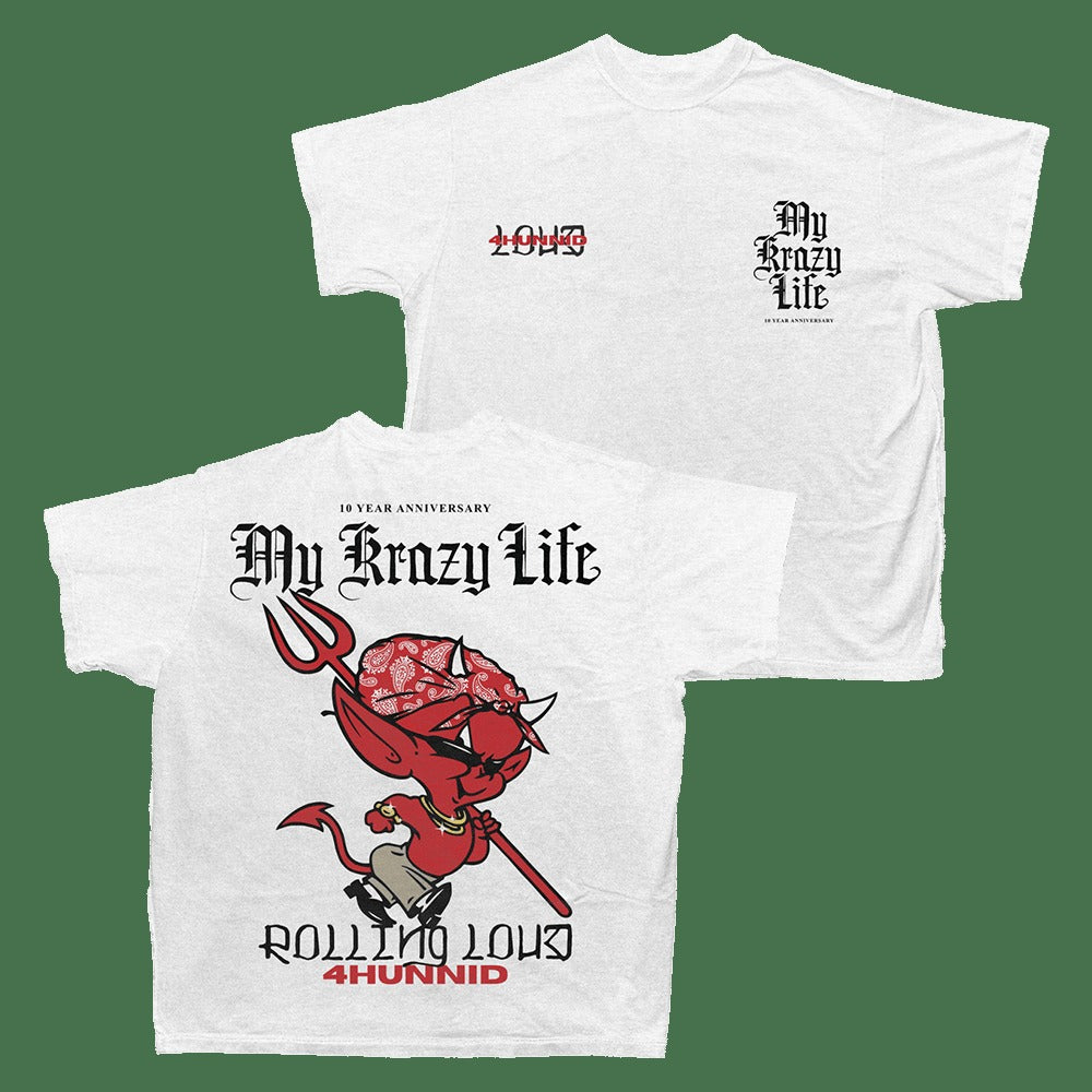 Rolling Loud Merch RL x YG Krazy Devil White T-Shirt Music Lover Fans Gifts