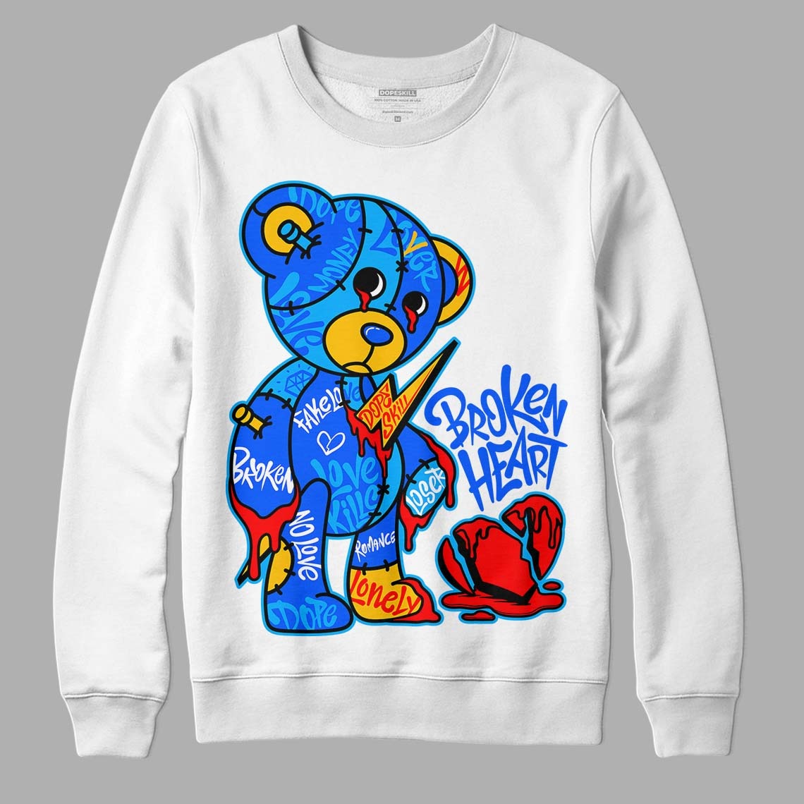 Royal Blue Collection DopeSkill Sweatshirt Broken Heart Graphic