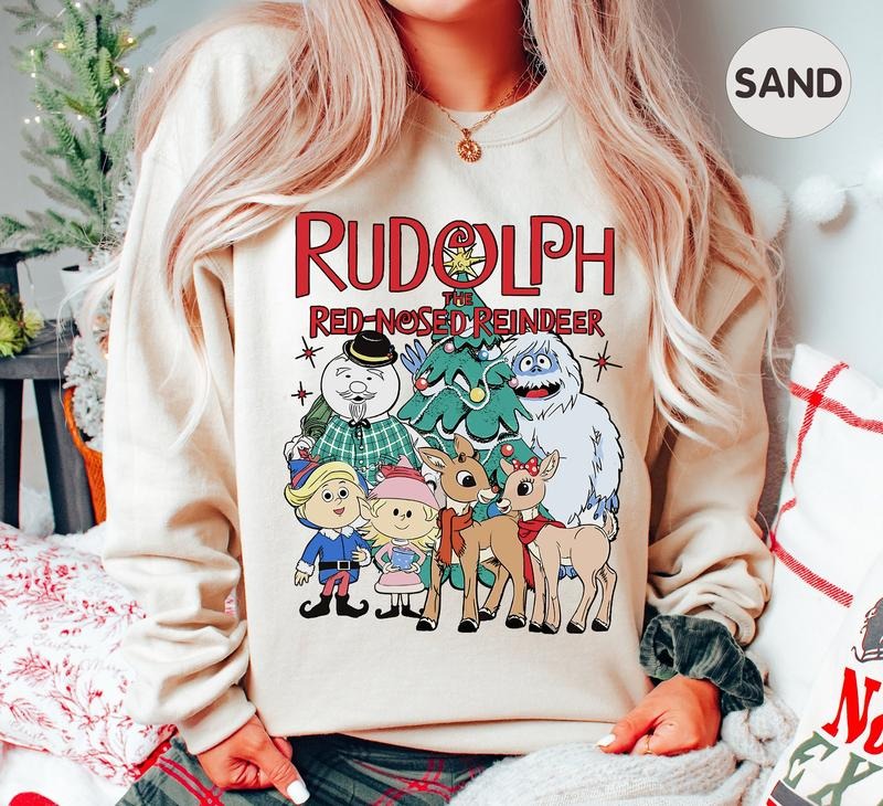 Rudolph The Red Nosed Reindeer Christmas Sweatshirt , Vintage Xmas Shirt for Men and Women,  Rudolph Christmas Shirt