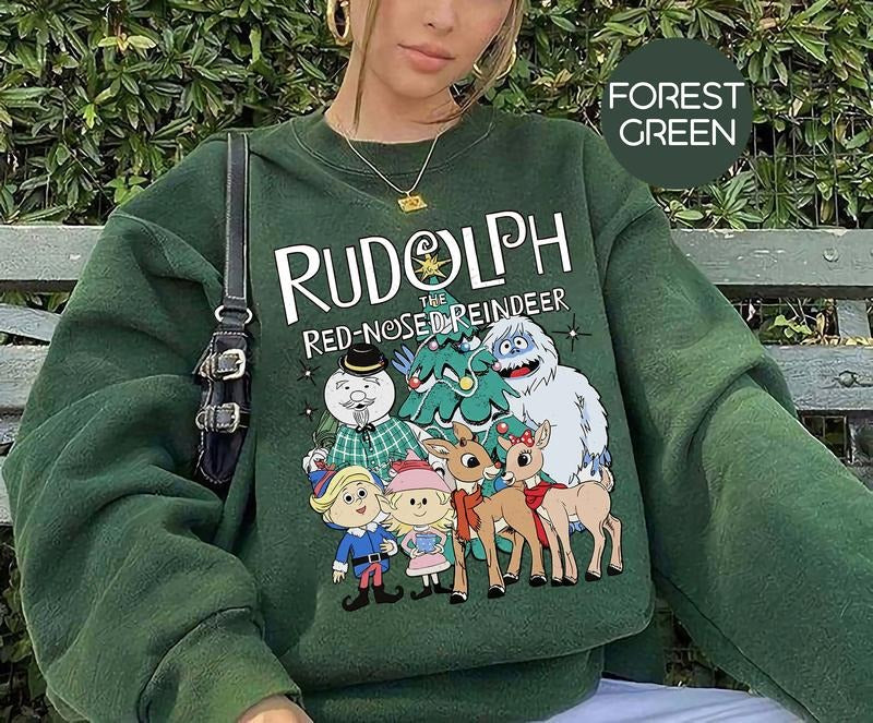 Rudolph The Red Nosed Reindeer Christmas Sweatshirt , Vintage Xmas Shirt for Men and Women,  Rudolph Christmas Shirt