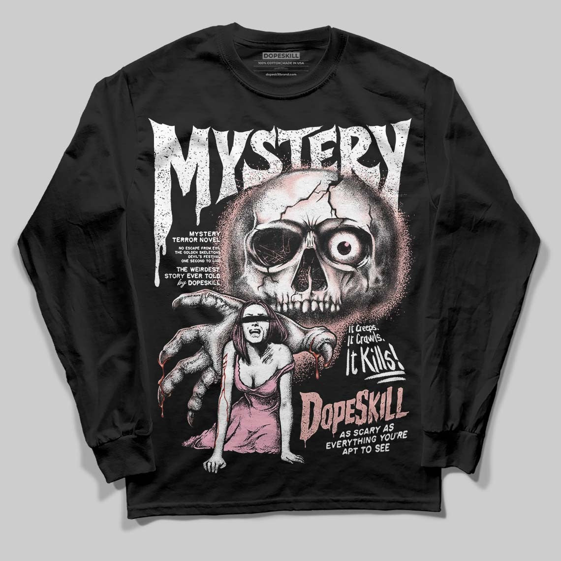 Rust Pink 1s 2025 DopeSkill Long Sleeve T-Shirt Mystery Ghostly Grasp Graphic
