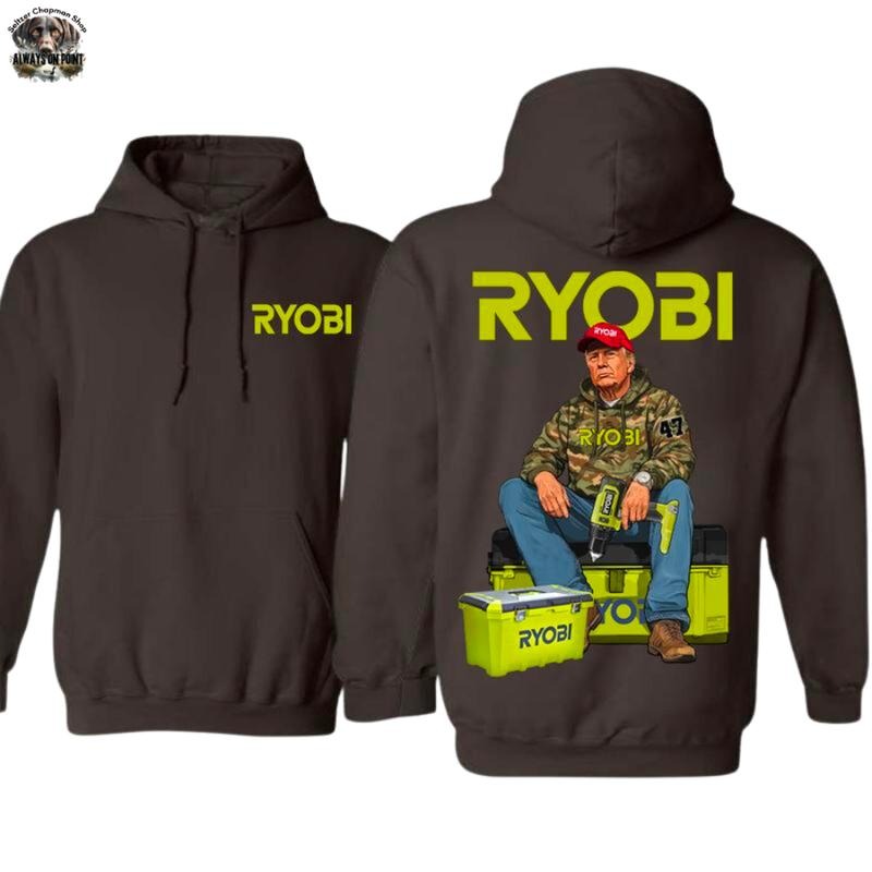 Ryobi Trummmm Camo Hoodie - Bold 2-Sided Worker Design - Unisex Pullover for Tool Enthusiasts - Hunting Season Hoodie - For Men and Women - Team BDK