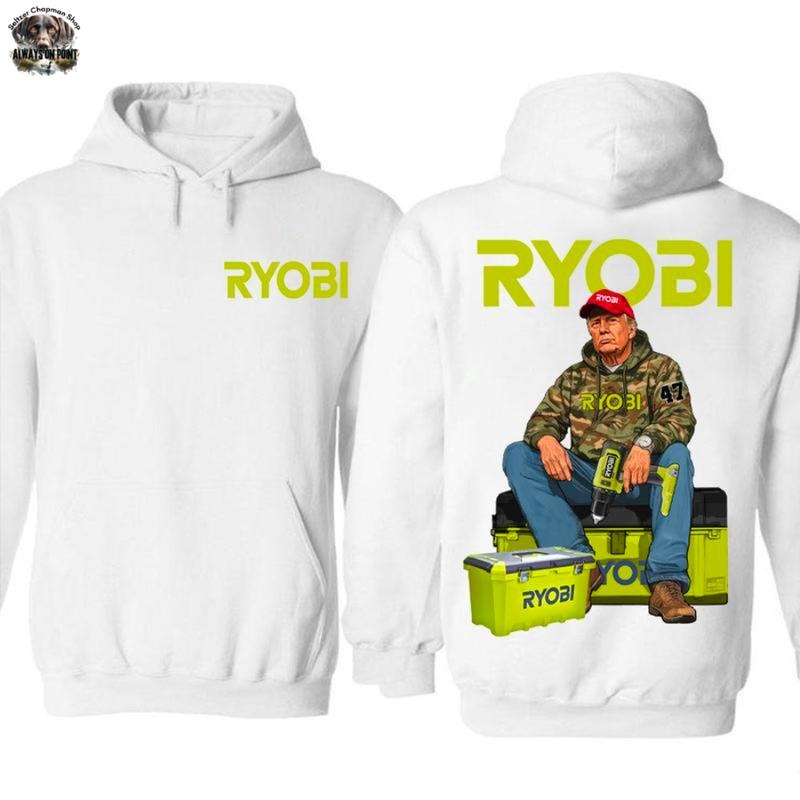 Ryobi Trummmm Camo Hoodie - Bold 2-Sided Worker Design - Unisex Pullover for Tool Enthusiasts - Hunting Season Hoodie - For Men and Women - Team BDK