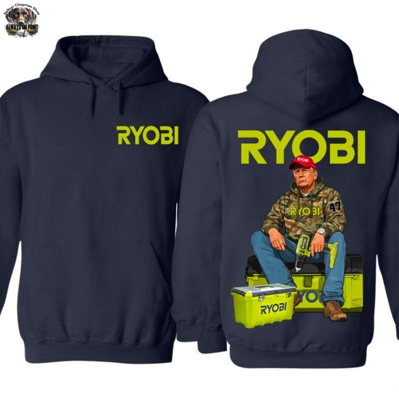 Ryobi Trummmm Camo Hoodie - Bold 2-Sided Worker Design - Unisex Pullover for Tool Enthusiasts - Hunting Season Hoodie - For Men and Women - Team BDK