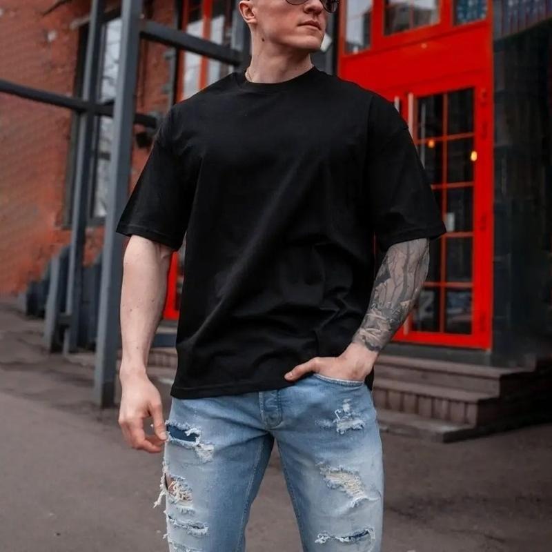 [S-5XL] Men's Cute Smiley Graphic Tee, Casual Cotton Motorcycle Shirt, Streetwear Fashion