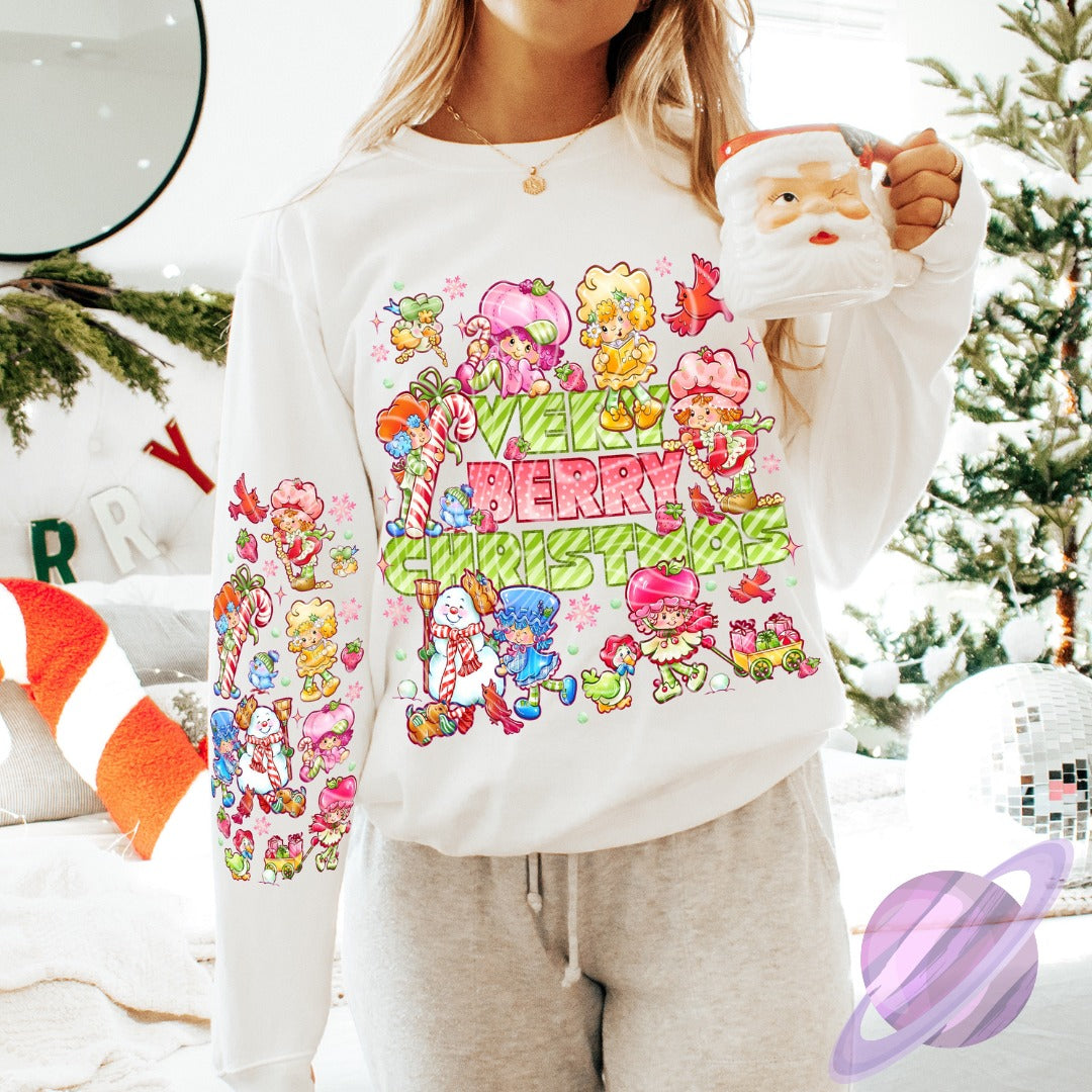 STRAWBERRY HOLIDAY- CREW SWEATSHIRT W/ SLEEVE PRINT