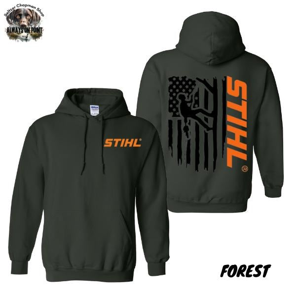 STIHL Arborist Hoodie - Funny Forester & Logger Design with Arborist Flag Graphic, Unisex Pullover for Tree Lovers and Outdoor Enthusiasts - Tops